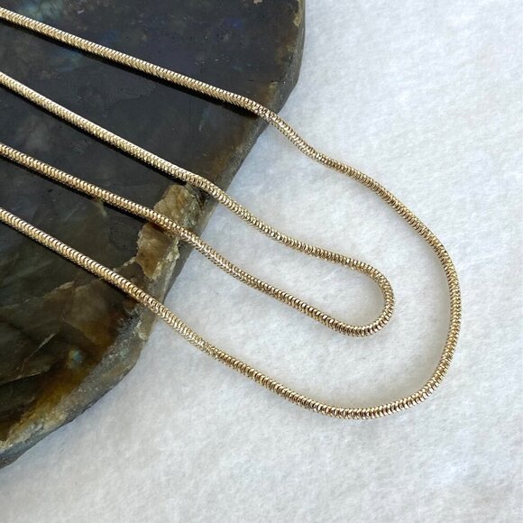 Gold Vermeil Sterling Silver 925 JCM Diamond Cut 36" Long Snake Chain Necklace - Picture 3 of 16